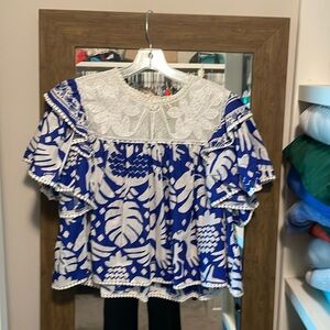 Farm Rio size medium jungle scarf blouse